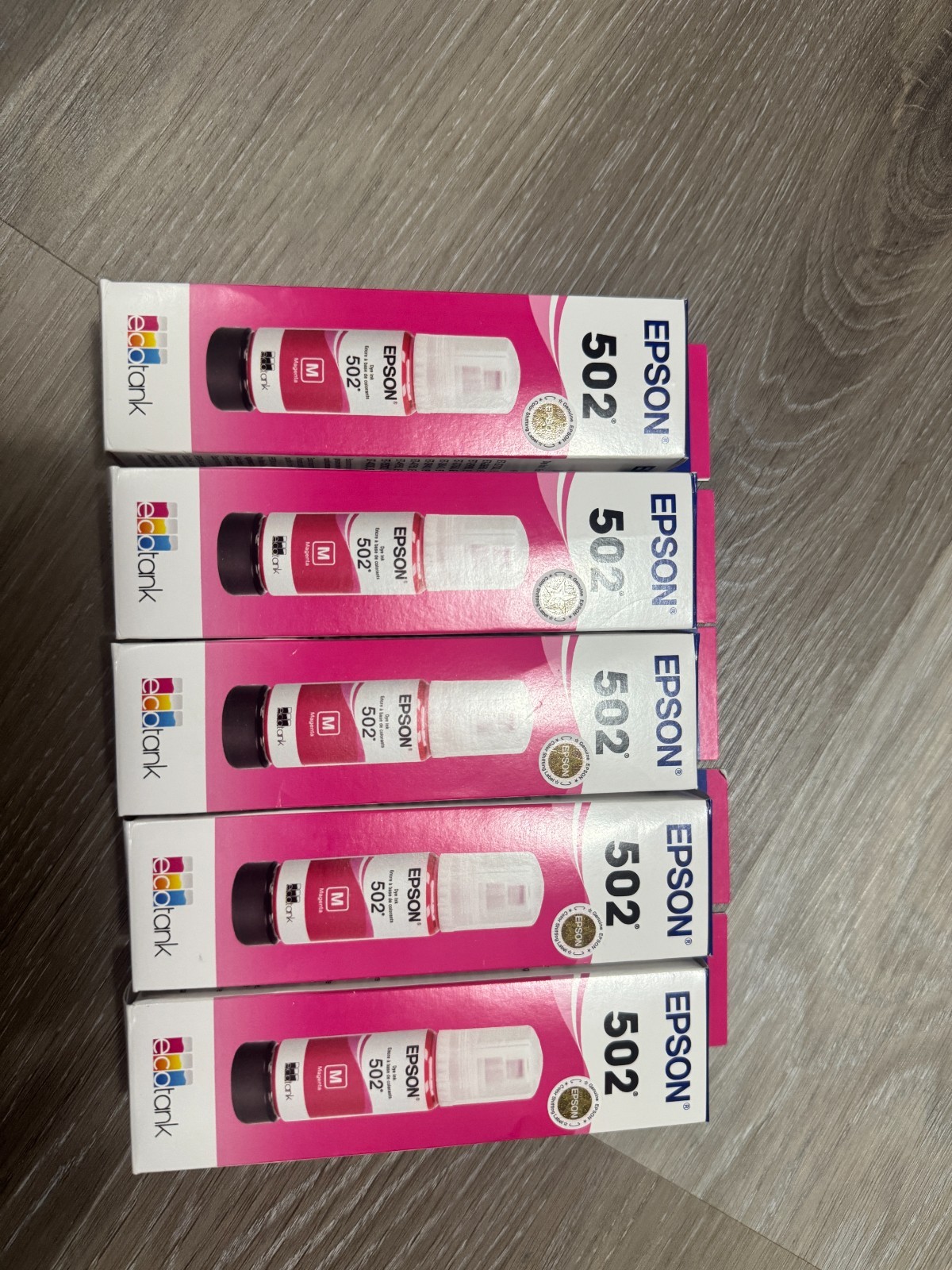 Epson T502, Magenta Ink Bottle– 5 Pack – Genuine OEM