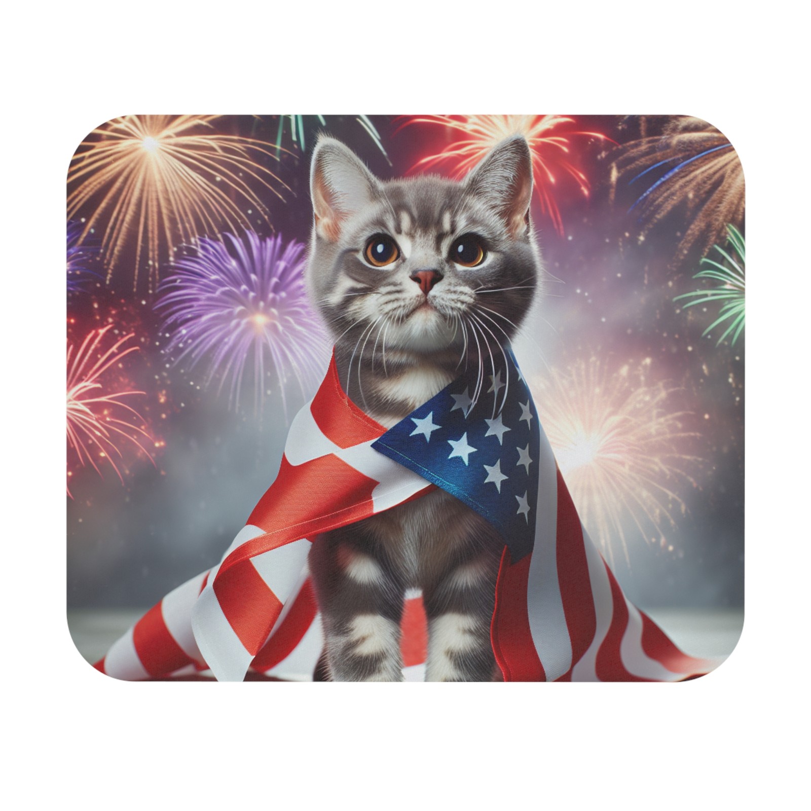 Patriotic Cat Mouse Pad, Cute Design, Great Gift, Office Decor, Cat Lovers