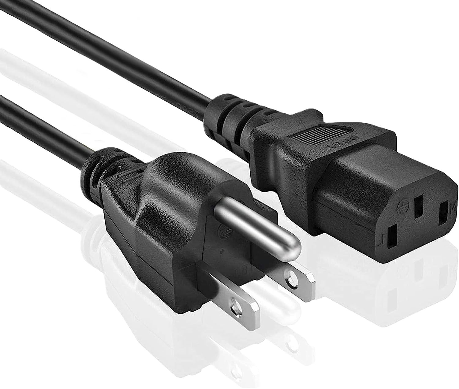 15Ft Universal PC Power Cord 3 Prong AC Cable 18AWG 125V IEC 320 C13 Monitor