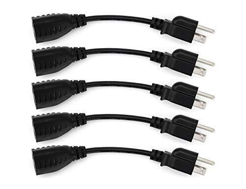 6-Inch Power Extension Cable 5-Pack Outlet Saver 18 AWG