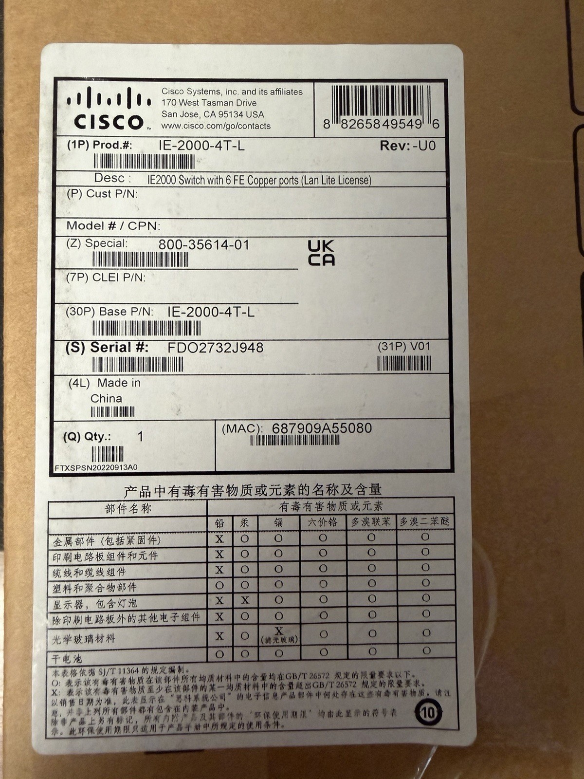 Cisco Industrial Ethernet IE- 2000 Series Switch - Black (IE-2000-4T-L) 