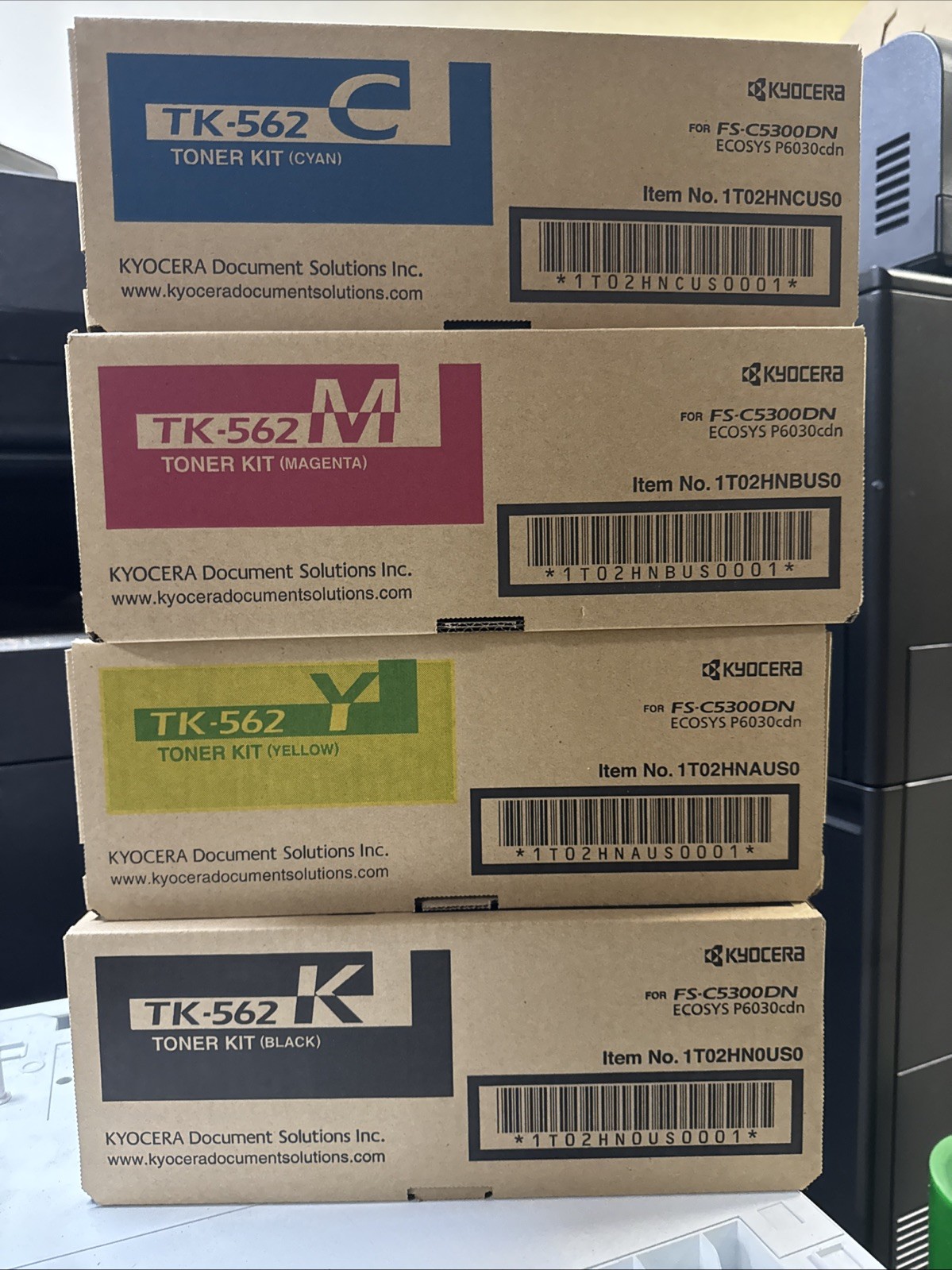 Genuine Kyocera TK-562 Toner Cartridges Cyan Magenta Yellow  Black New