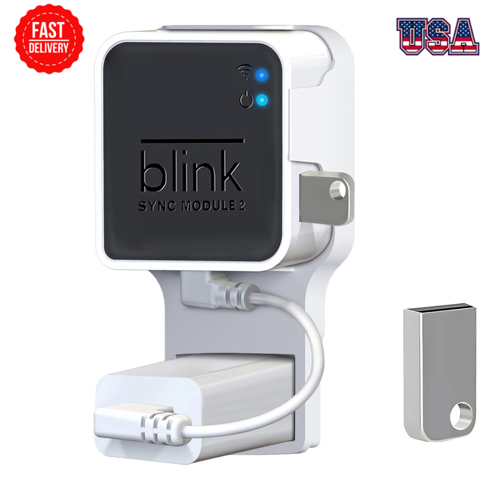 256GB USB Flash Drive And Outlet Wall Mount For Blink Sync Module 2 Save Space