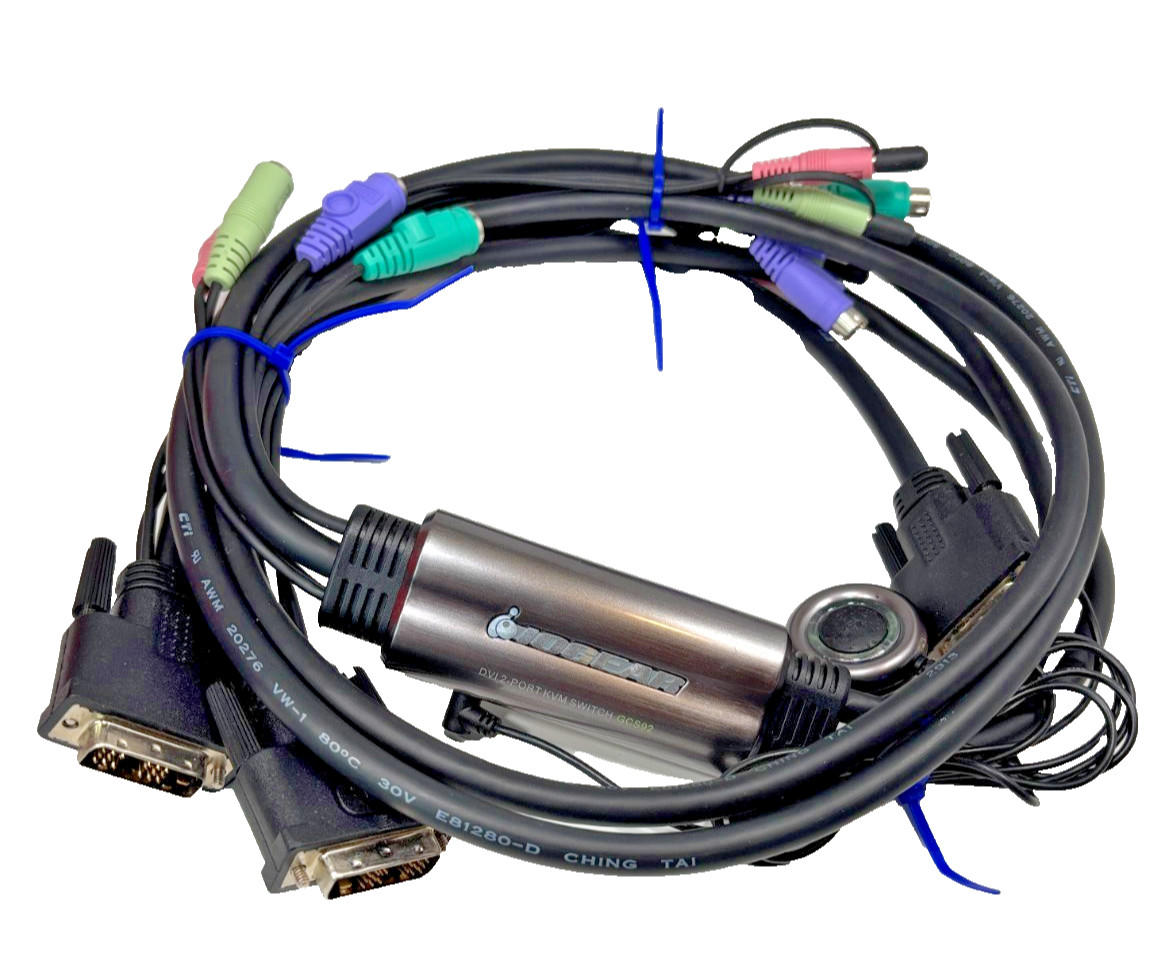 IOGear GCS92 MiniView DVI 2 Port KVM Swith with Audio Cords and Cables New NOS