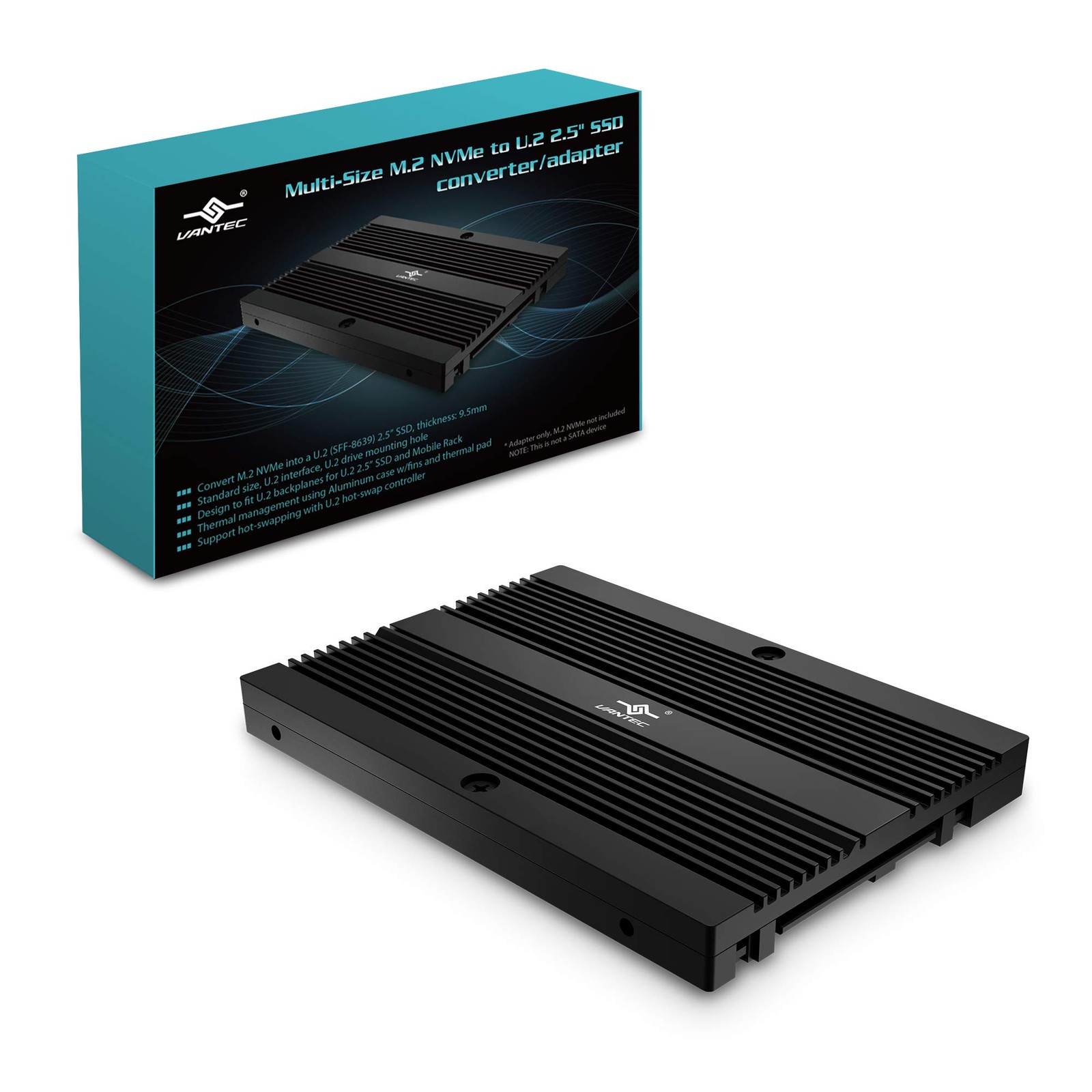 Vantec MRKNVM2U2BK M.2 NVMe to U.2 2.5 SSD Converter Adapter