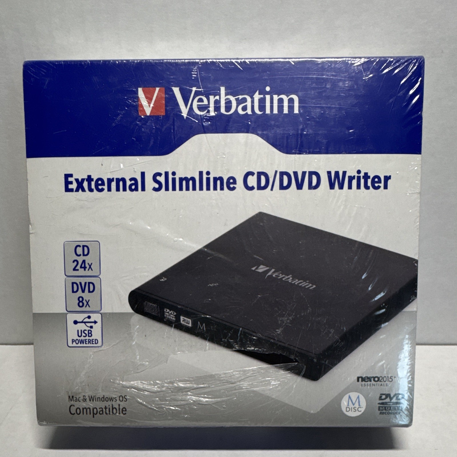 Verbatim External Slimline CD/DVD Writer Mac & Windows Compatible USB Powered