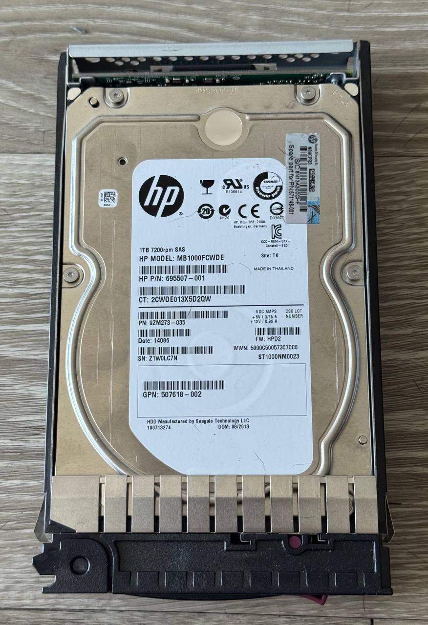 HP 1TB 7.2K 3.5" SAS Hard Drive HDD MB1000FCWDE 695507-001 w/ Caddy