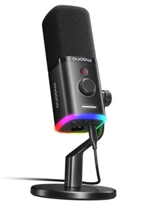 USB/XLR Podcasting Microphone for PC, Gaming Black Desktop Stand Version
