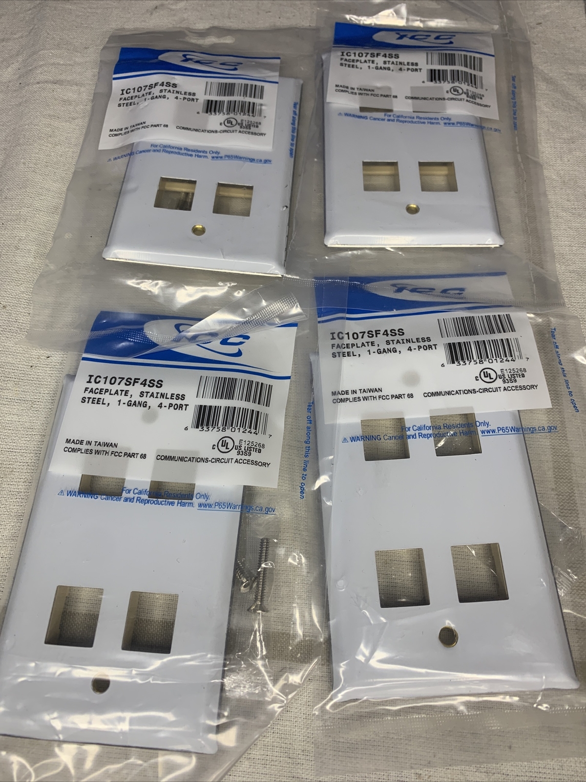 Lot Of 4 ICC FACE-4-SS IC107SF4SS - 4Port Face Stainless