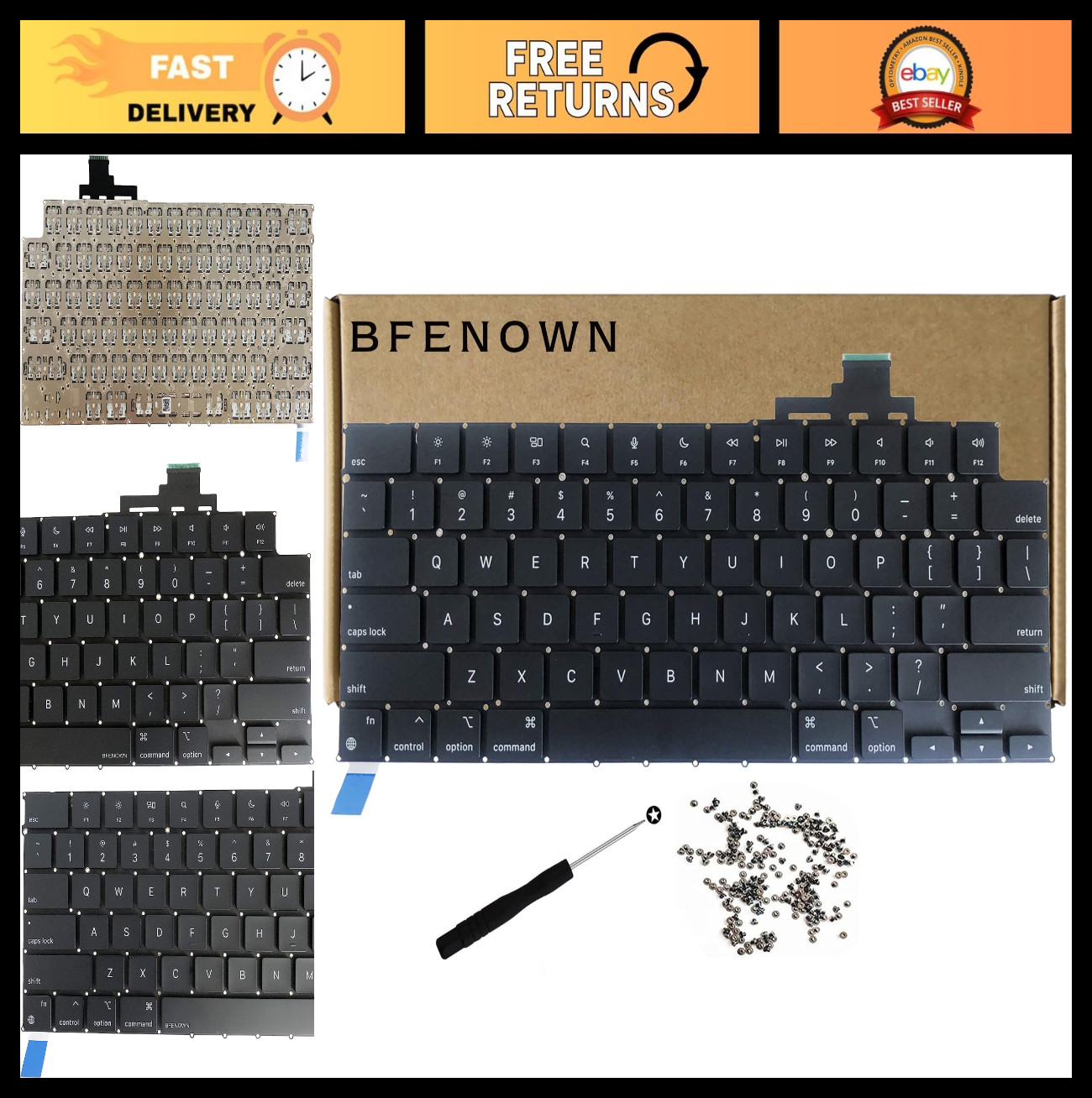 Replacement US Keyboard for MacBook Air 13.6" & 15" Retina A2681 A2941 (Black)