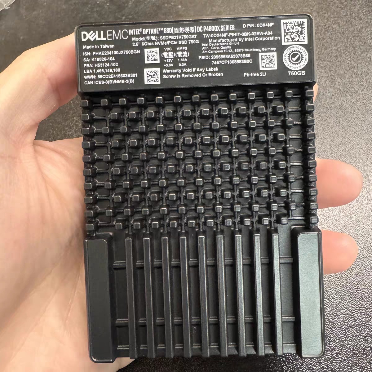 10pcs Dell Intel Optane P4800X 750GB U.2 NVMe PCIe3.0x4 SSDPE21K750GAT SSD New