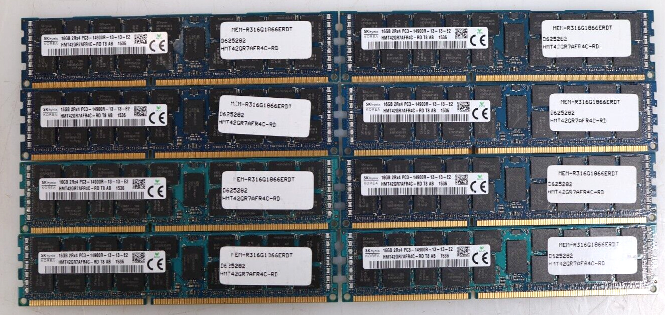 LOT 8x 16GB (128GB) SK Hynix HMT42GR7AFR4C-RD PC3-14900R DIMM Server Memory