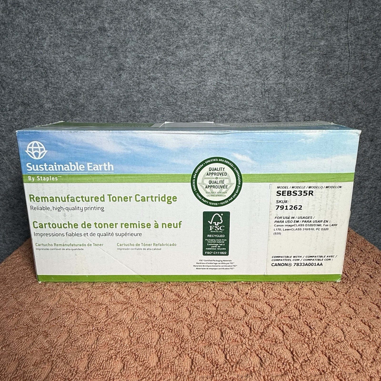 CANON TONER CARTRIDGE 7833A001AA SEBS35R expired? SUSTAINABLE EARTH REMAN