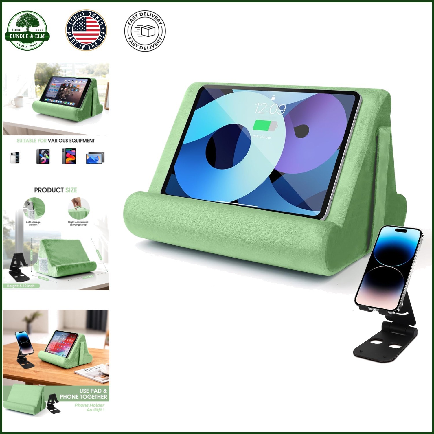 Universal Multi-Angle Tablet Stand with Soft Pad and Handle for All Devices