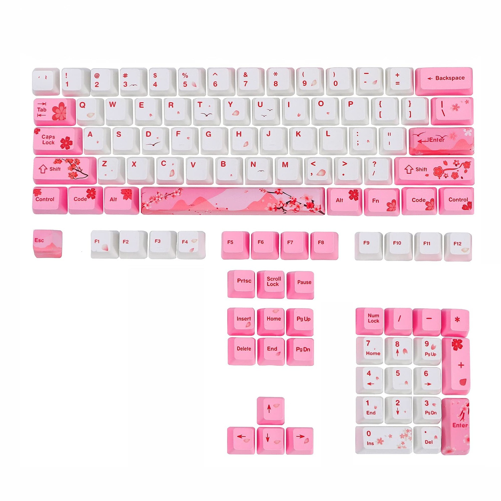 104 PCS Pink Keycaps Cute Japanese Custom Gaming DyeSub OEM Profile Cherry