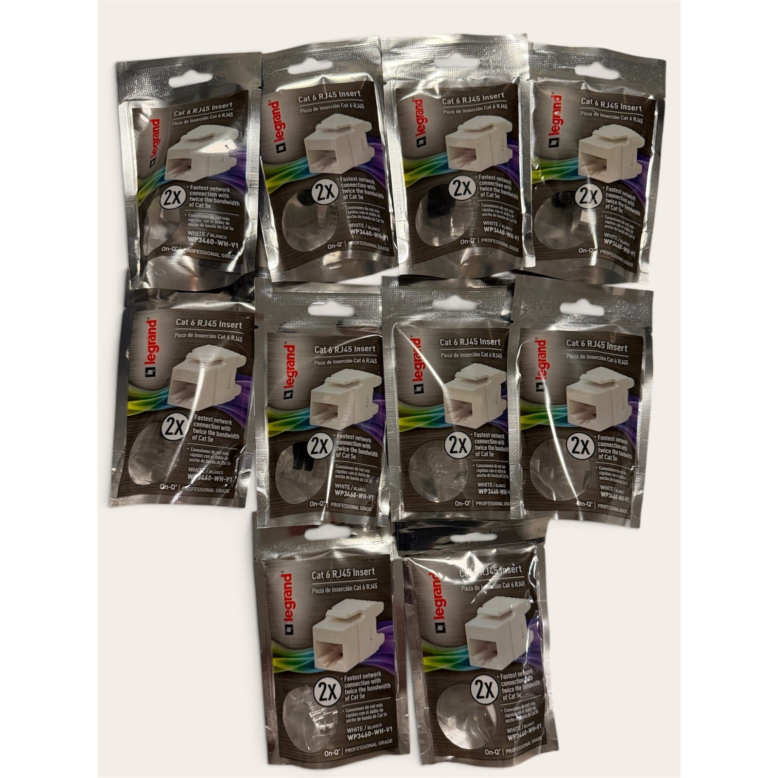 Legrand On-Q WP3460-WH-V1 Cat6 RJ45 Keystone Jack Insert White – Lot of 10