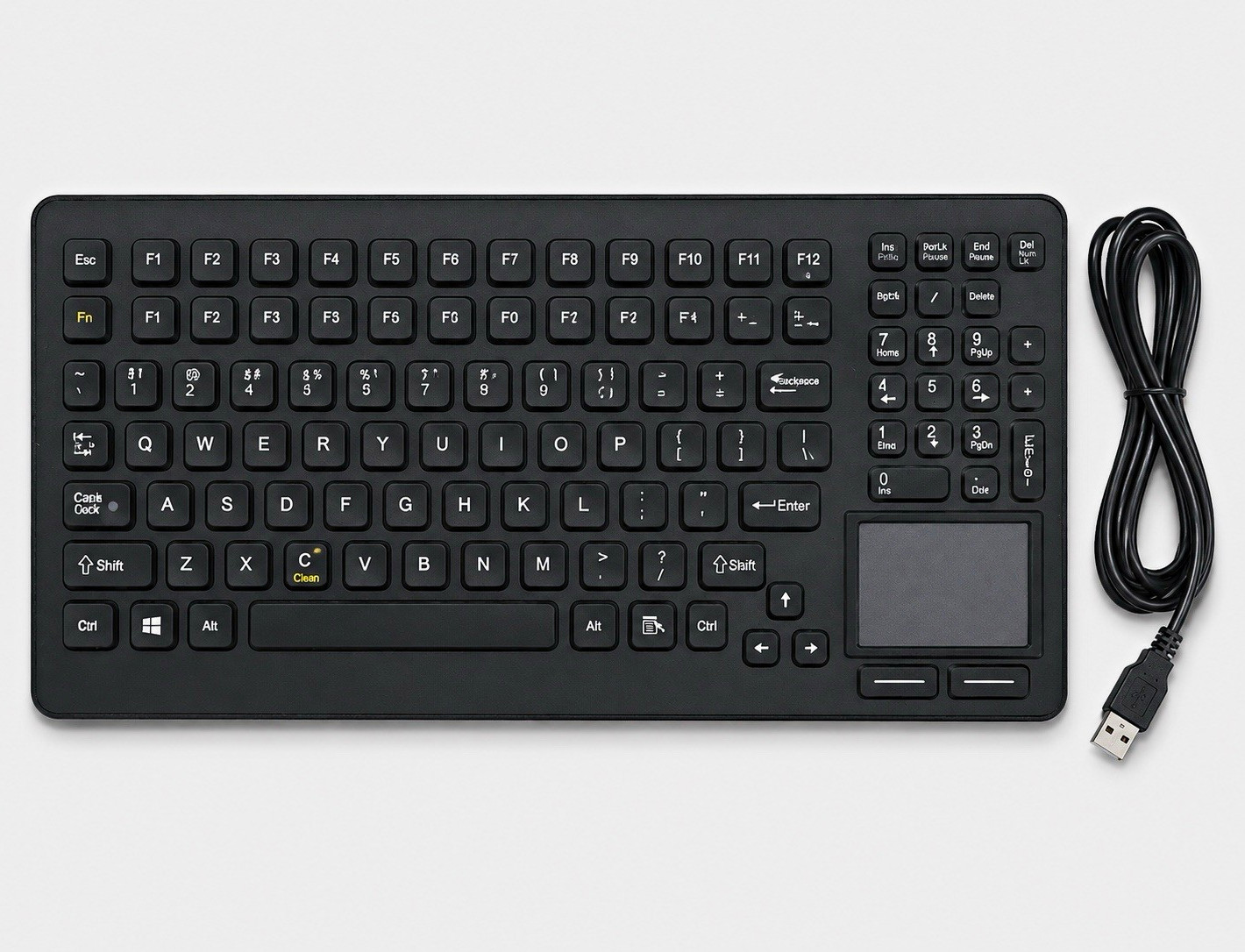 iKey DU-5K-TP2-USB Wired USB Compact Keyboard w/ Touchpad, Black, QWERTY