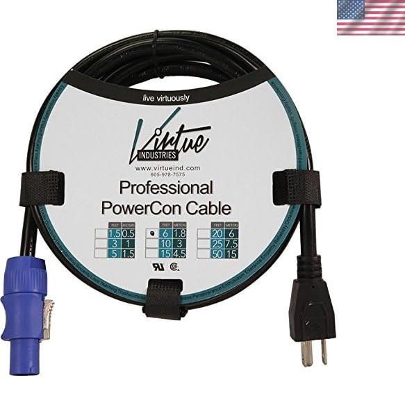 3 Feet Professional Grade Edison to Neutrik Power Extension Cable -  Listed