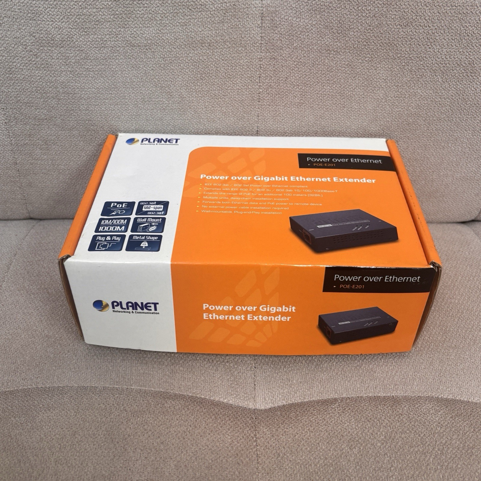 PLANET POE-E201 Power Over Gigabit Ethernet Extender 802.3af at