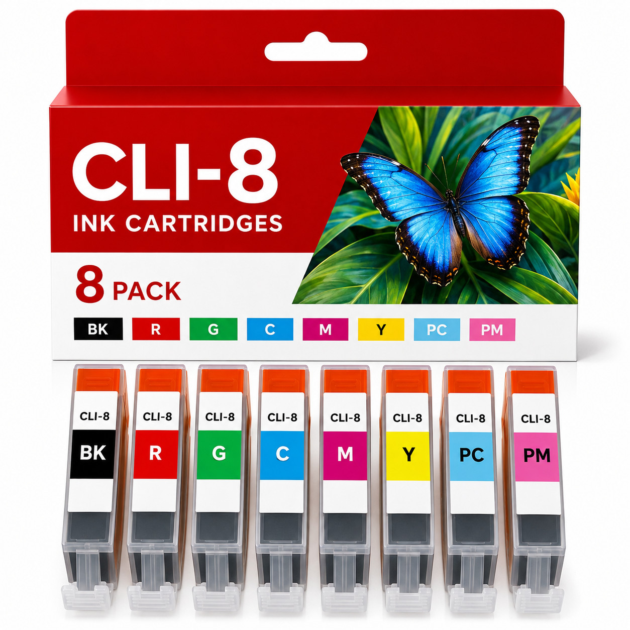 8PK CLI-8 Ink Cartridge Compatible for Canon CLI8 Ink  Pixma Pro9000 Mark II