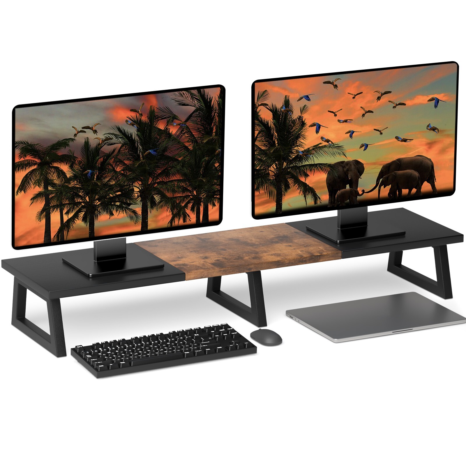 42 inch Large Dual Monitor Riser, Desk Organizer Stand for TV Laptop.