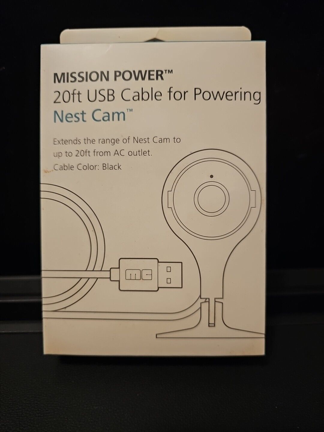 Mission Power 20ft USB Cable for Powering Nest Cam
