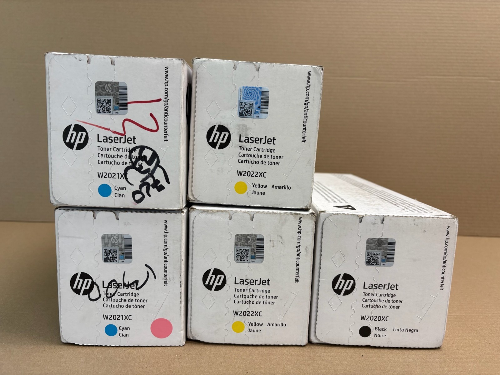 5 Genuine HP 414X M454/M455 Cyan, Yellow & Black Toner W2020XC, W2021XC, W2022XC