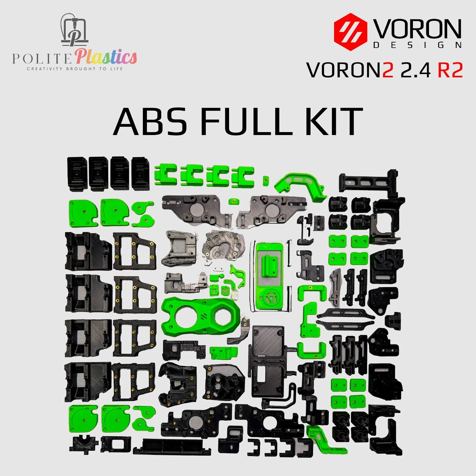 Voron 2.4 R2 Full ABS Printed Parts Kit Multi Colors + Stealthburner + Inserts 
