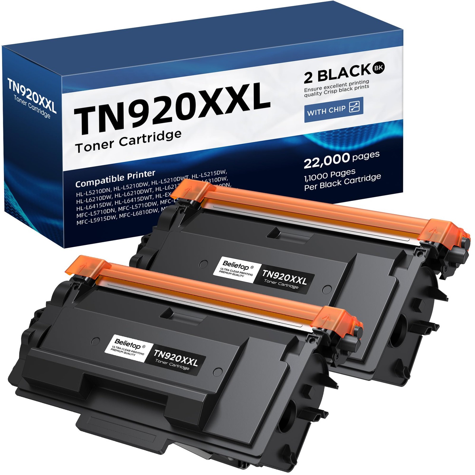 ** NEW Brother Toner | TN920XXL | Black | w/ Chip | High Yield | Compatible 2-Pk