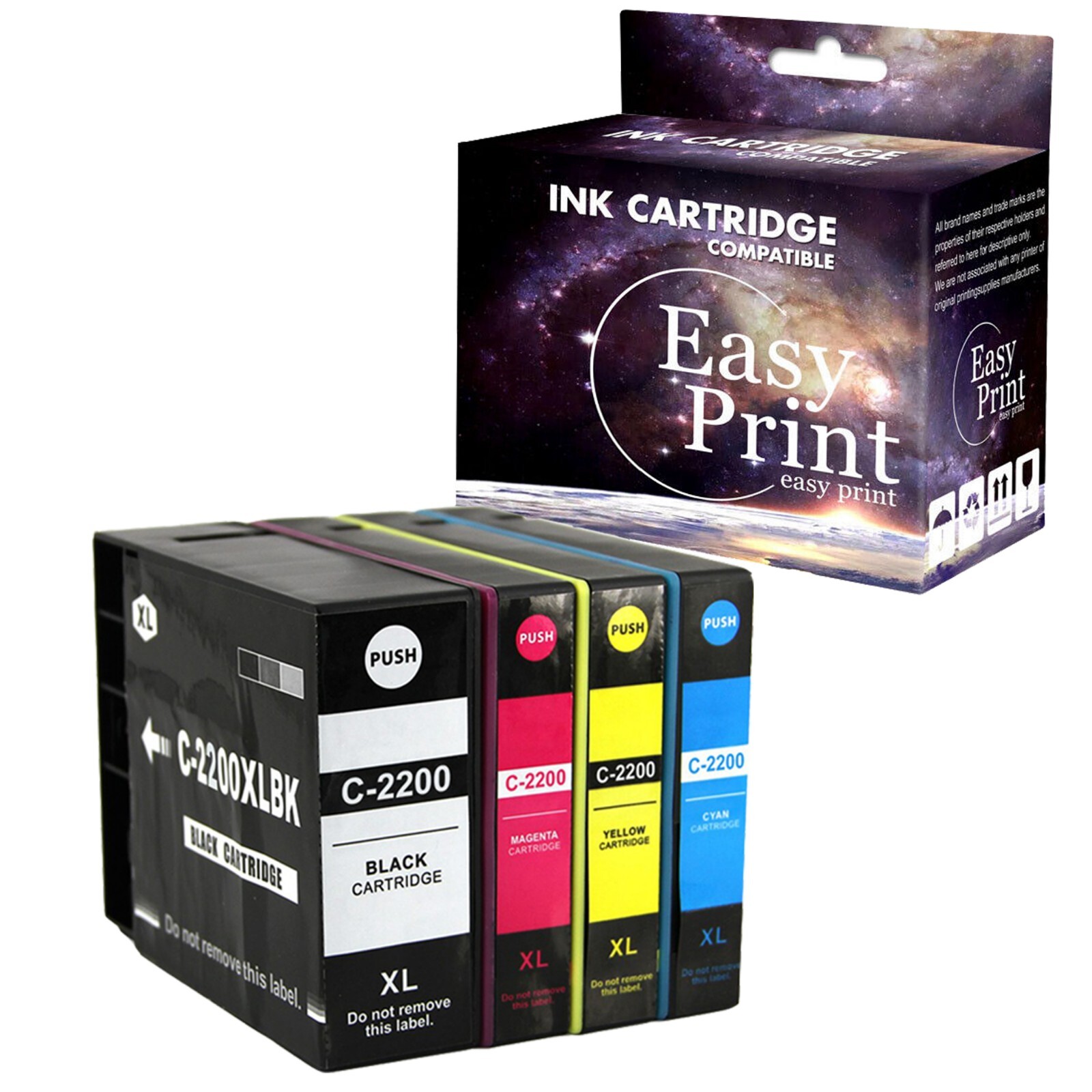 4PacK,BK CMY 2200XL PGI2200 Ink Cartridge for MB5020 MB5420 iB4020 Printer