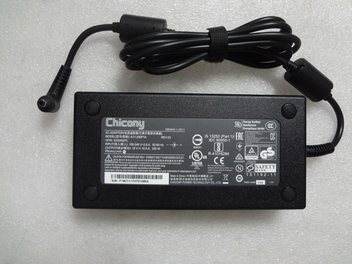 For Gigabyte Aero 15XV8 Notebook 19V 10.5A A11-200P1A Chicony 200W OEM Adapter