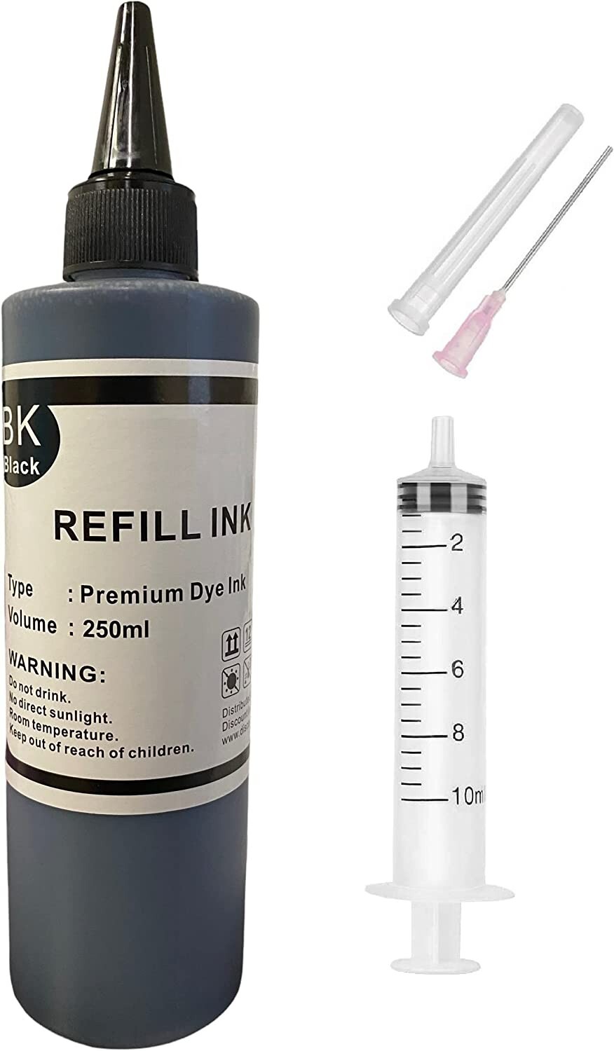 10oz Premium black Refill Ink Kit with syringe for All Hp Inkjet Printer 250ml