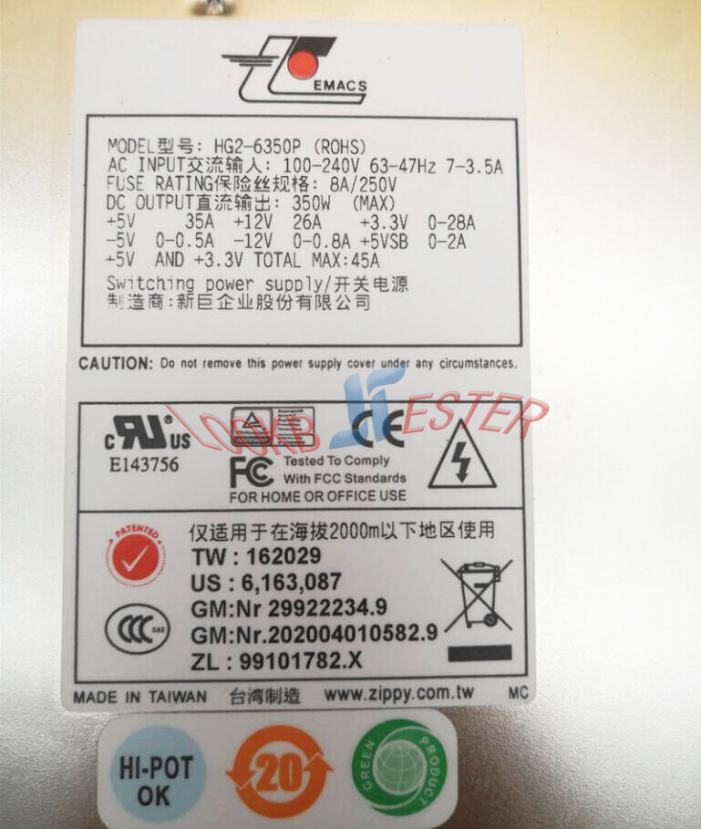 Used 1PC 350W HG2-6350P 100-240V For Zippy Tower Medical Equipment Power Supply#