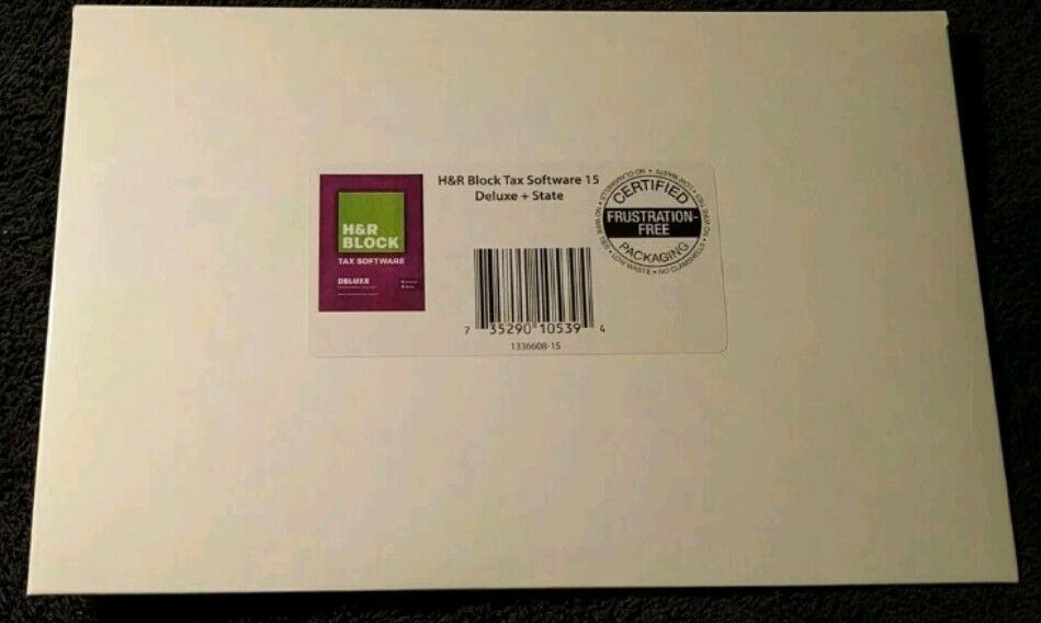 2015 H&R Block Deluxe + State Tax Software Key Card - 1 License **NEW SEALED**