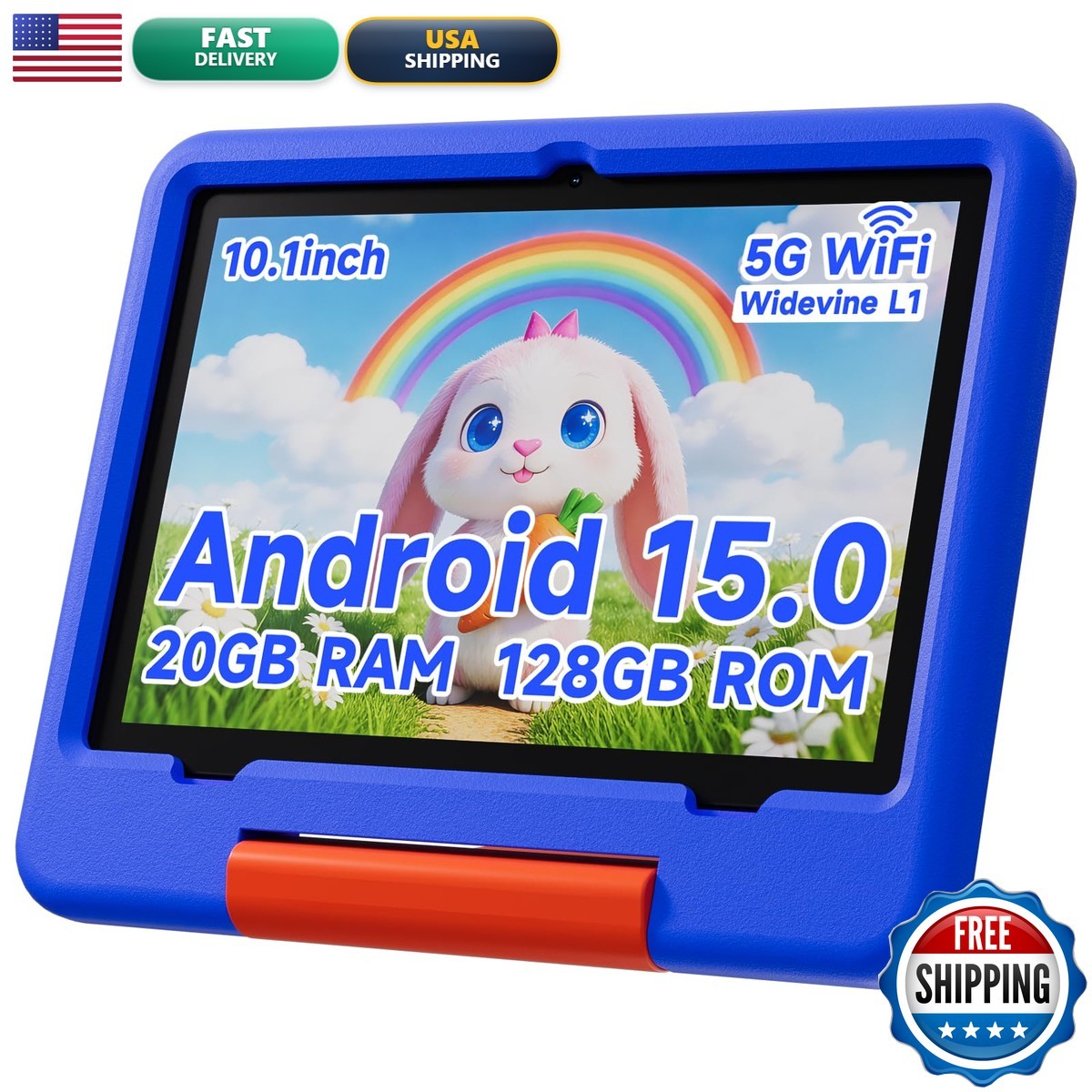 Peicheng Tablet For Kids Eva Protective Case Android 15.0 Toddler Tab Pc