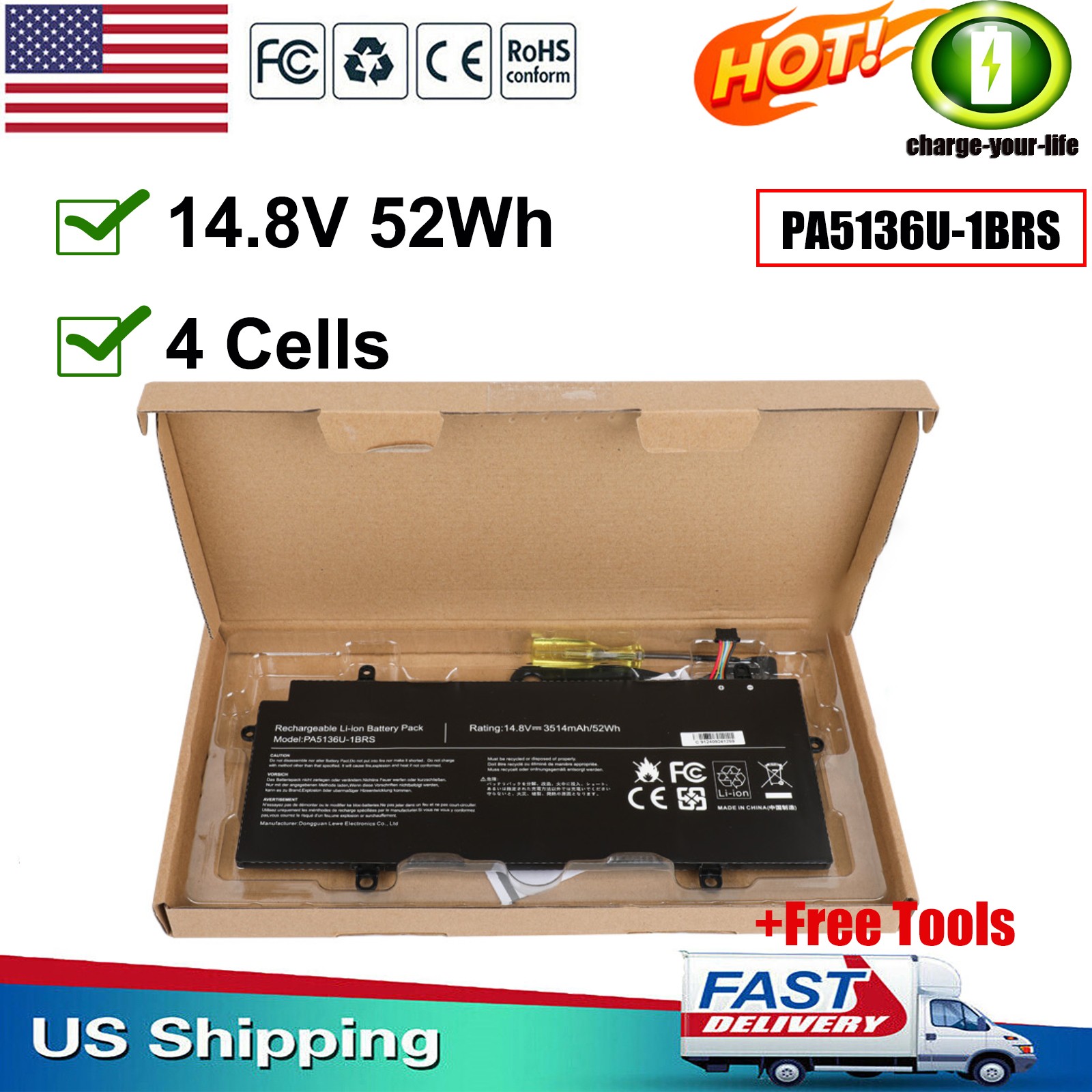 ✅PA5136U-1BRS Battery For Toshiba Portege Z30-A Z30-A1301 Z30-B Z30-A1301 NEW