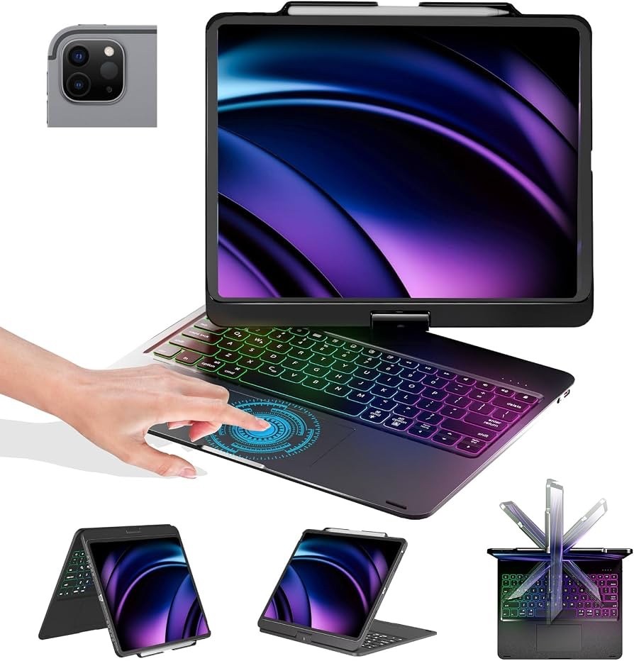 BABG Keyboard Case iPad Air 13 M2/M3/M4 Pro 13 M4/M5 Pro 12.9 3-6 Black