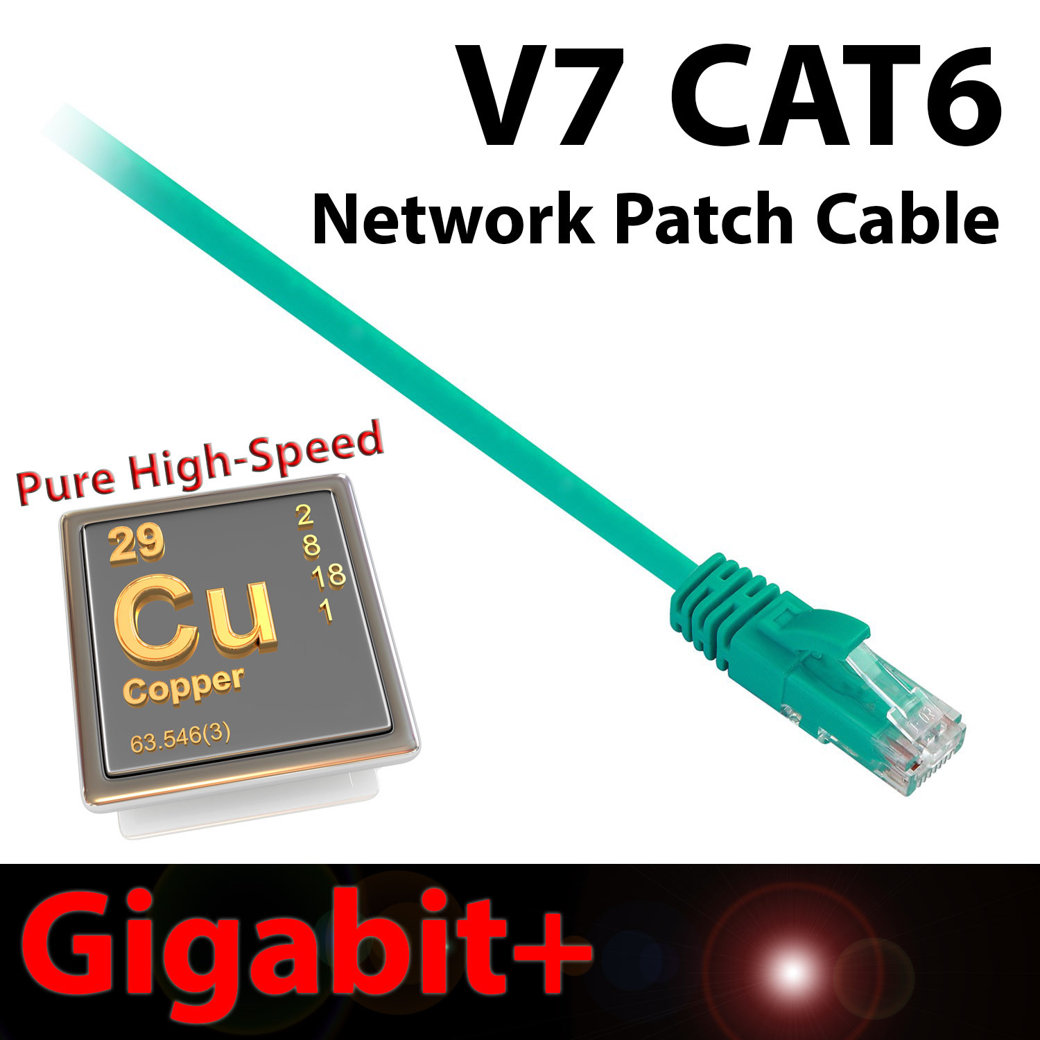 V7 14ft Green CAT6 Network Cable Ethernet Patch Gigabit+ Snagless Design RJ45