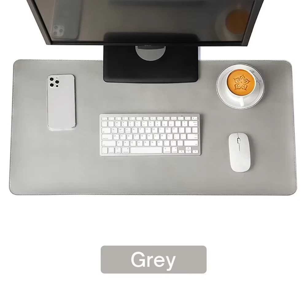 60x30cm Grey PU Leather Desk Mat Waterproof Mouse Pad Office Gaming Surface