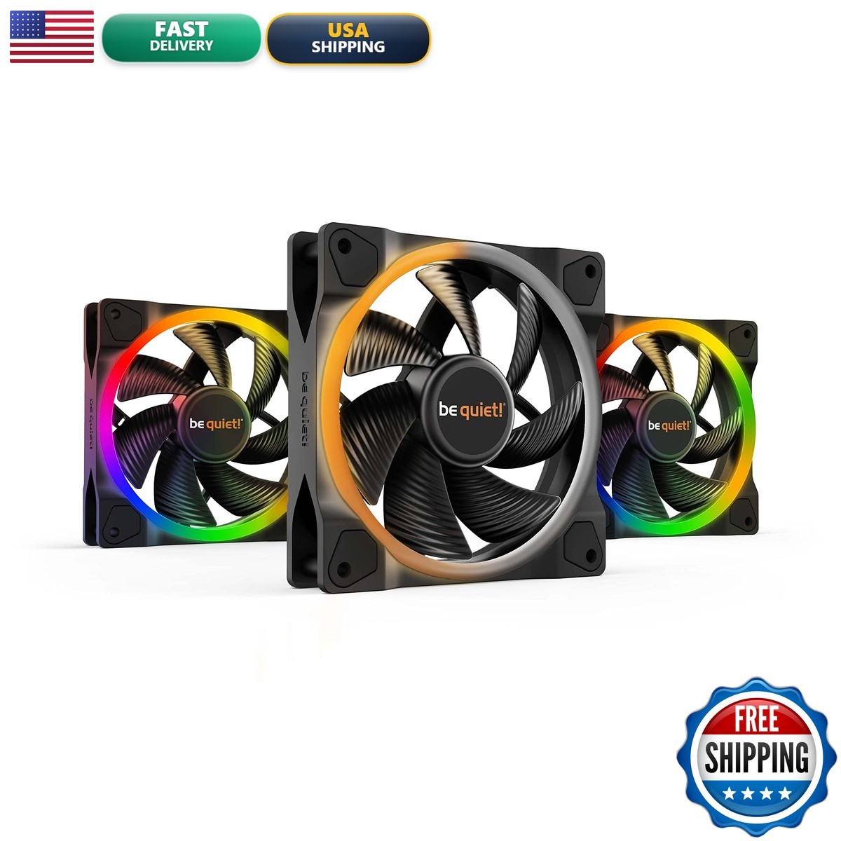 Be Quiet Light Wings 120mm PWM Premium Noise ARGB Cooling Fan 4-Pin 3-Pack