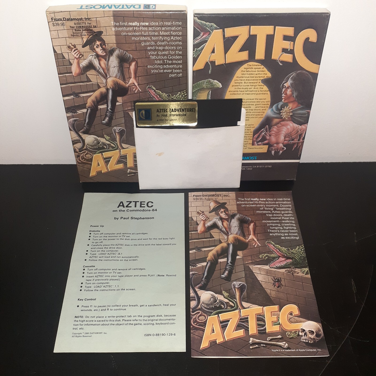 1982 Aztec (Adventure) - Commodore 64 - UNTESTED - by Datamost & Paul Stephenson