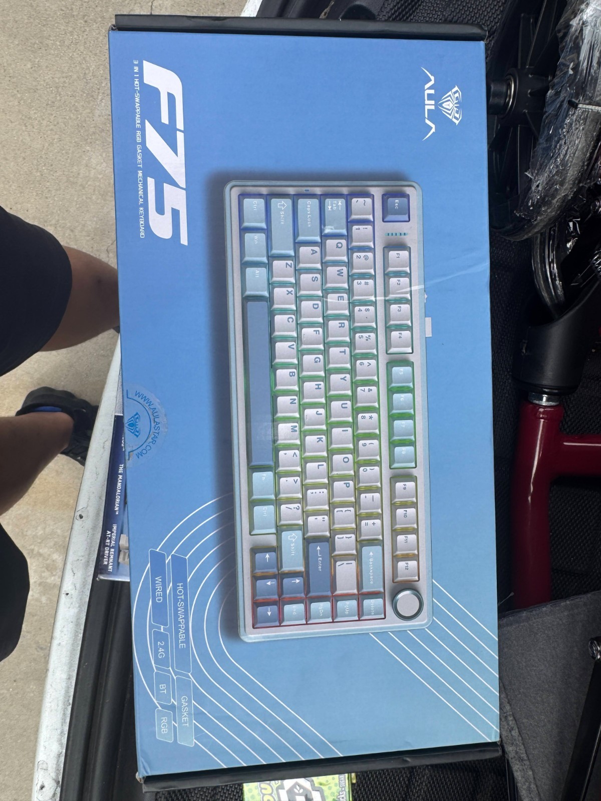 AULA F75 75% Wireless Mechanical Keyboard SaltWhitBlue Greywood Creamy V3 Switch