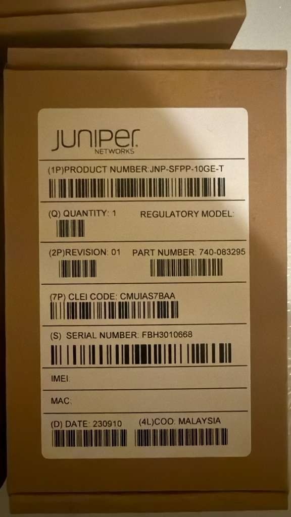 New Sealed Juniper JNP-SFPP-10GE-T SFP+ 100/1000/10GBASE-T 740-083295 - In stock