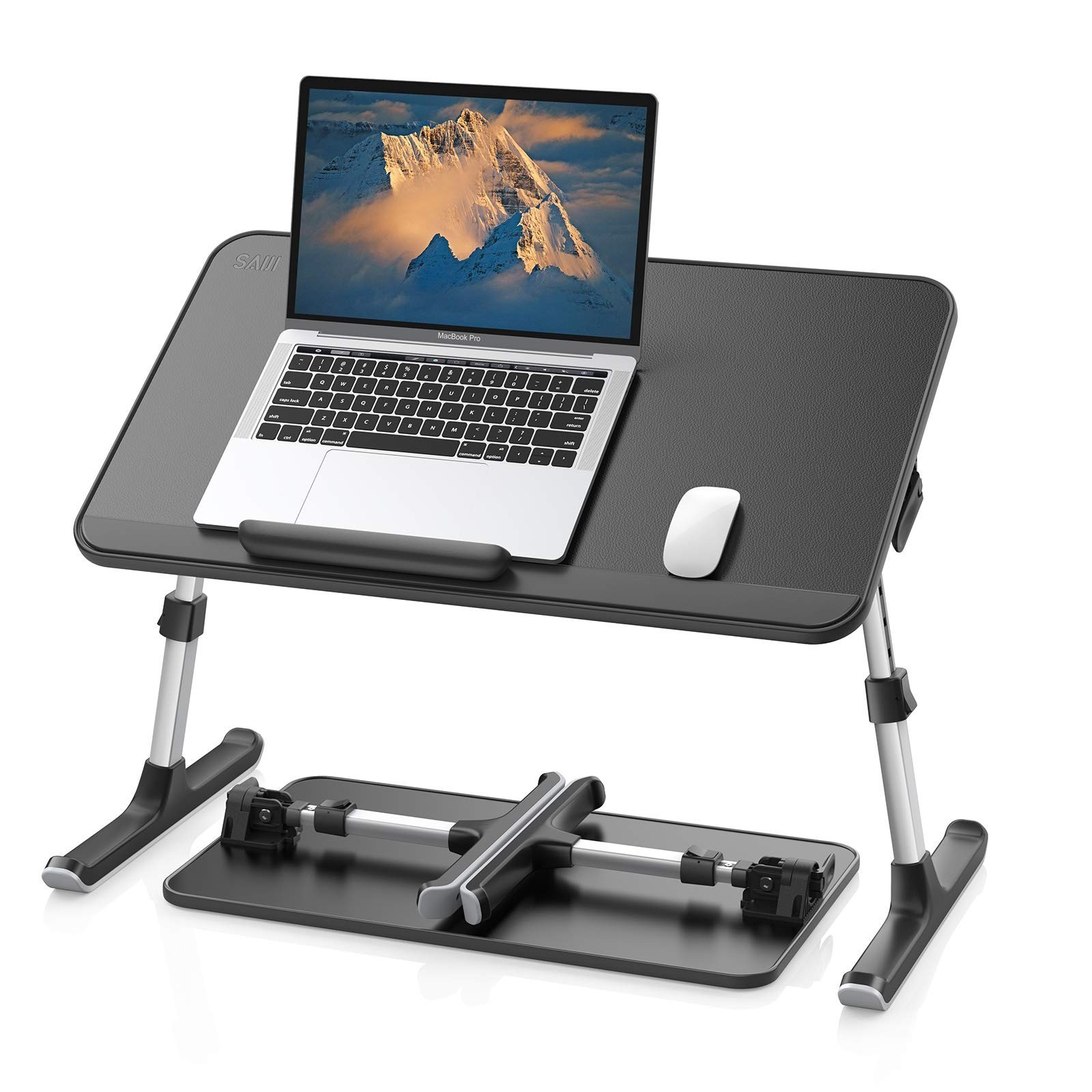 SAIJI Leather Laptop Bed Tray Table, Adjustable Laptop Stand with Removable S...