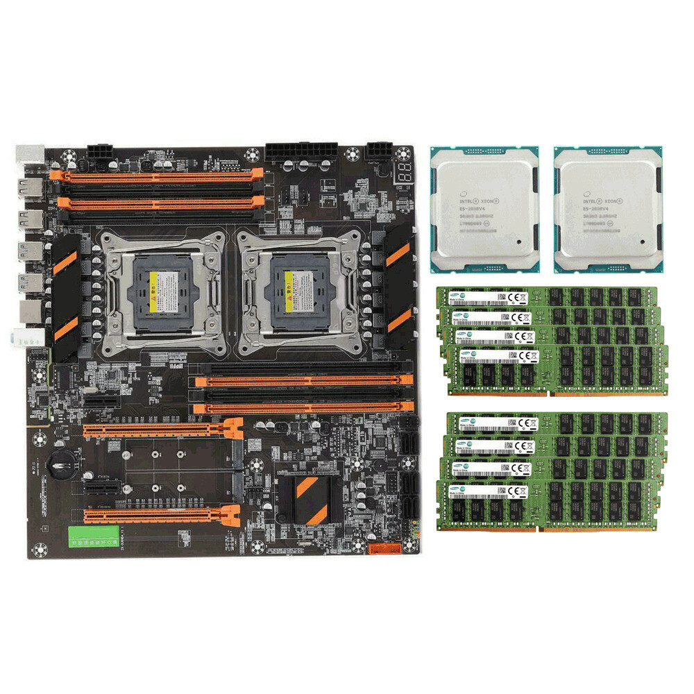 X99 Motherboard +2x Intel Xeon E5-2680 V4 CPU + Samsung 256GB (8x32GB) RAM 2133P