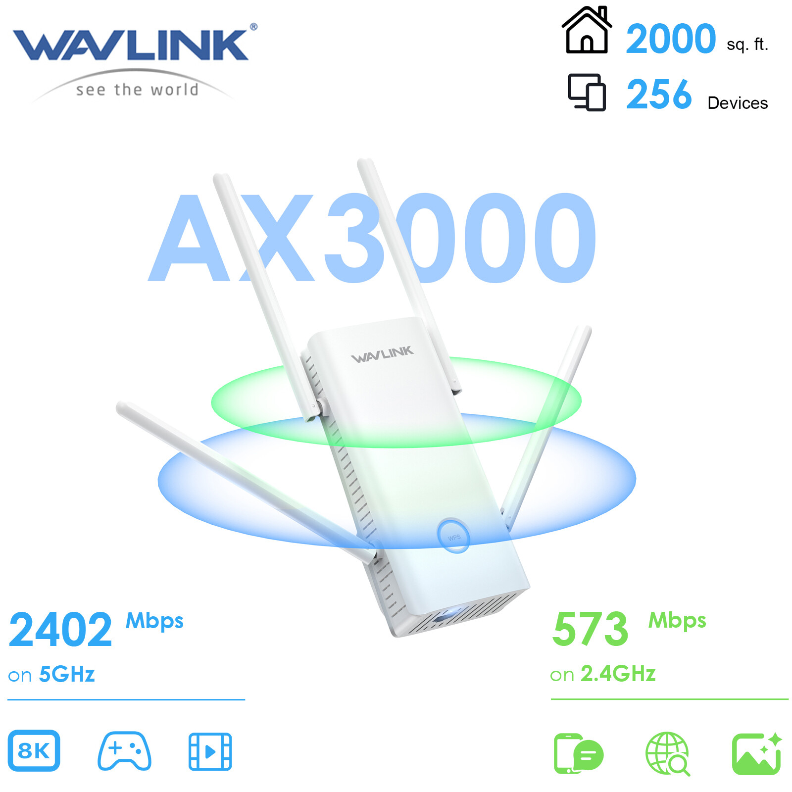 2025 New WiFi Amplifier WAVLINK AX3000 Dual Band Wi-Fi 6 Repeater/AP/Router