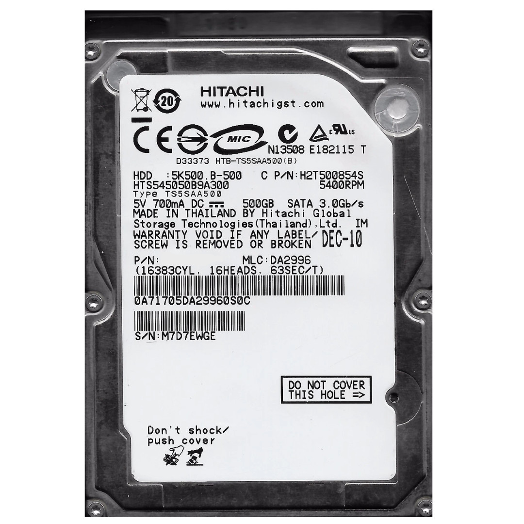 Hitachi Travelstar 5K500.B HTS545050B9A300 500GB Internal 5400RPM 2.5" A77335