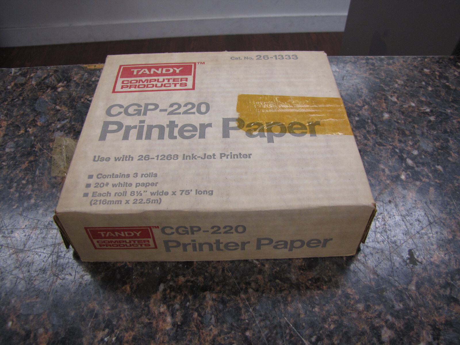 Tandy 26-1333 CGP-220 3-rolls 8 1/2" Printer paper for 26-1268 Inkjet Printer