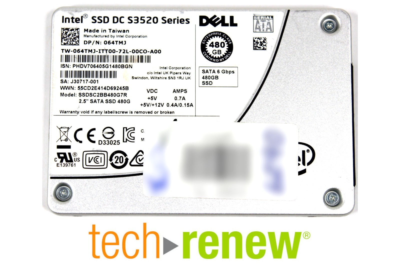 Intel SSD DC S3520 Series 480GB SSD | SSDSC2BB480G7R | SATA | 064TMJ | Servers