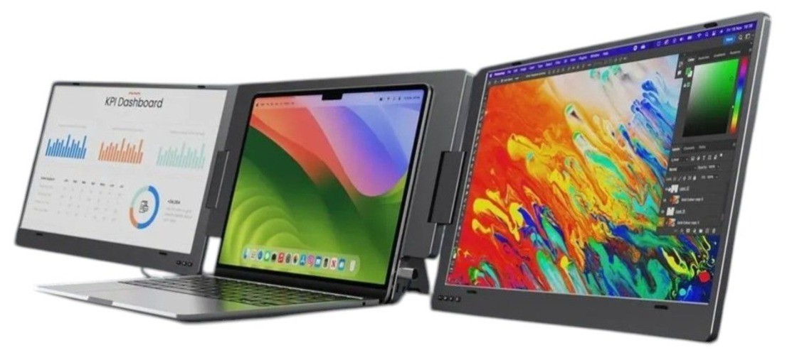 KYY X90D 15.6" Triple Laptop Screen Extender Dual Portable IPS LCD Monitors X90D